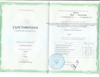 Сертификат сотрудника Куимов И.А.